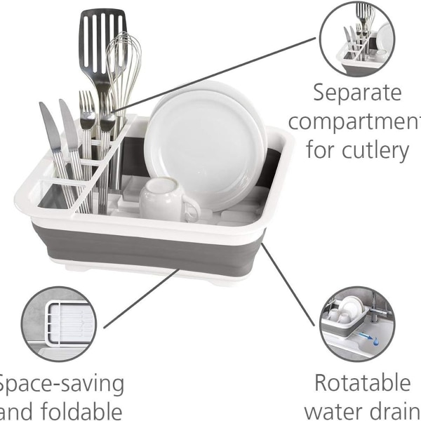 Sammenleggbar oppvaskstativ grå/hvit - oppvaskstativ, oppvaskstativ KLB
