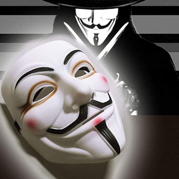 Hacker Anonymous V som Vendetta vit KLB-mask för vuxna