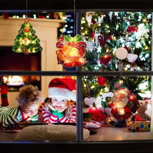 Juledekorasjonslys, 3 stk LED hengende vinduslys med KLB