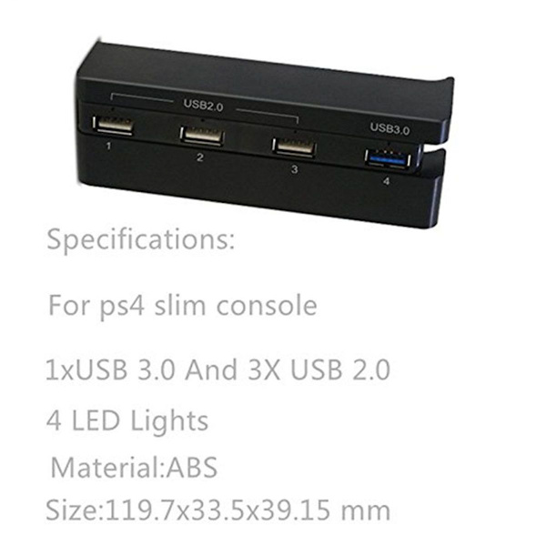 USB-keskitin PS4 Slimille, 4 portin USB-latausasema-sovitin (1USB 3.0, 3USB 2.0) with