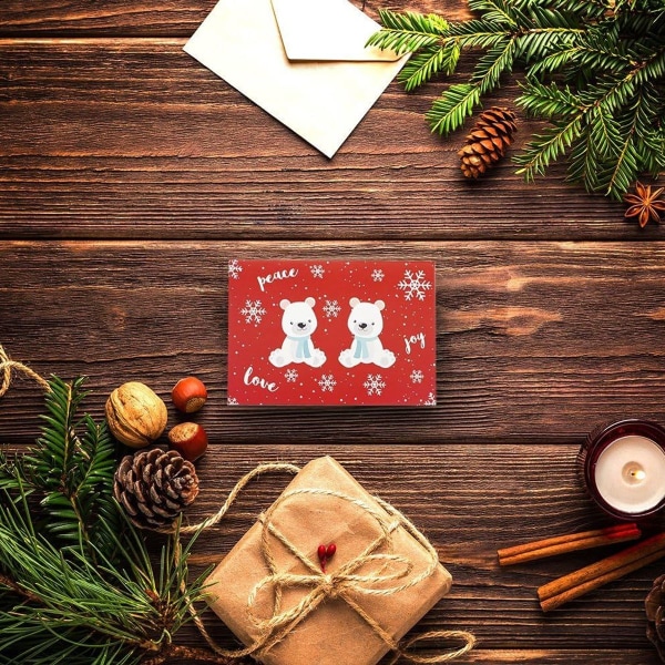 Julekort med konvoluttersett, brettekort, blanke gratulasjonskort KLB