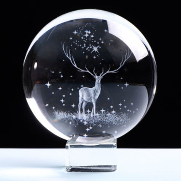 3D-kristallipallo kaiverretulla hopeajalustalla 2,36 tuumaa 6 cm + kristallijalka
