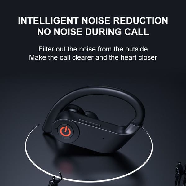 Bluetooth-ørepropper med ørekroker, hodetelefoner med ladekoffer