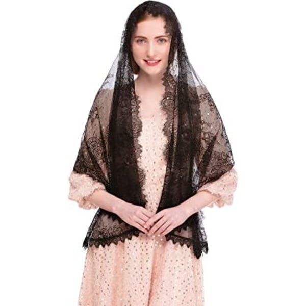 Katolsk kapellslør spansk blonder blomster Mantilla slør omslag sjal Mace hodeplagg rektangulær form