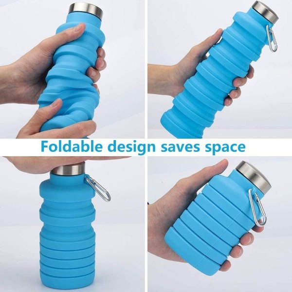 Foldbare vandflasker, 550ML foldbar lækagesikker sportsflaske, BPA-fri