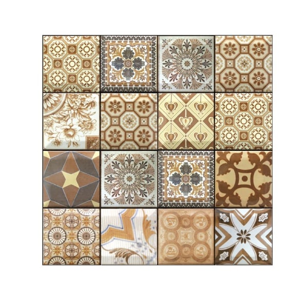 Kylpyhuoneen ja keittiön laattatarrat 12 kpl 30x30 cm - Vedenpitävä PVC-liima seinäkoriste Azulejos mosaiikkisementtilaatat