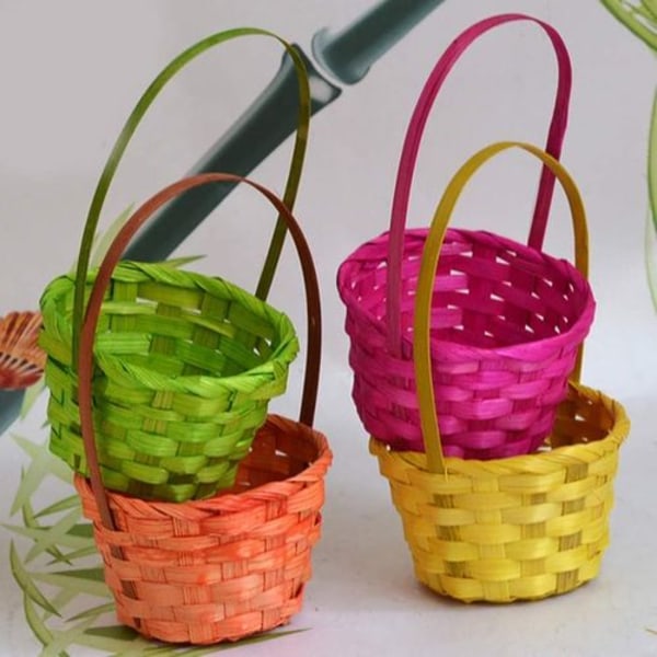4-pack Vävda Mini Korgar i Rattan, Påskkorgar för Barn