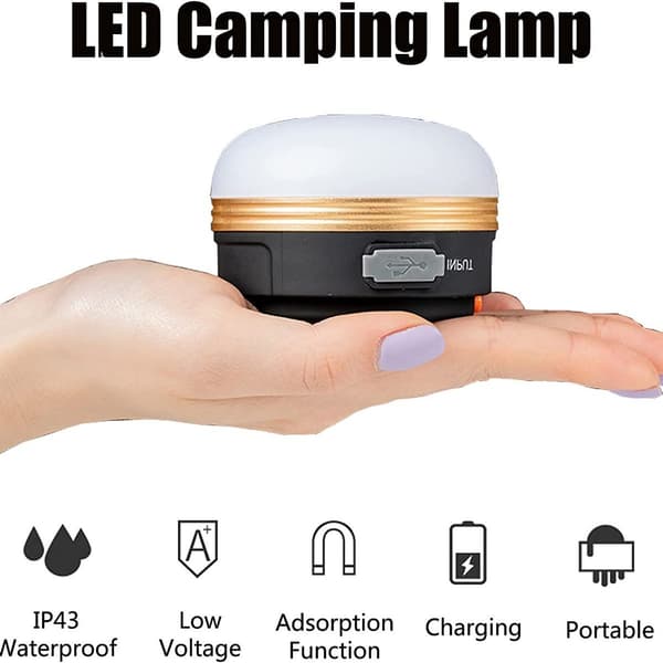 Campinglanterne, utendørs oppladbare batteritoglys, magnetisk base, 2-pakning
