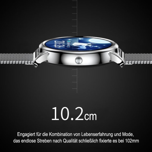 Smartwatch dam med telefonfunktion 1,32 tum HD full pekskärm, silver