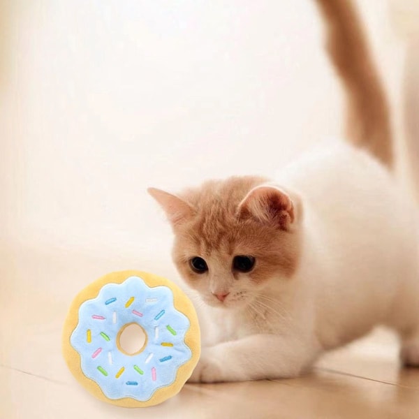 Donut Shape Pehmo kissanminttu lelu Kitten Interaktiivinen tyynykissa sininen KLB