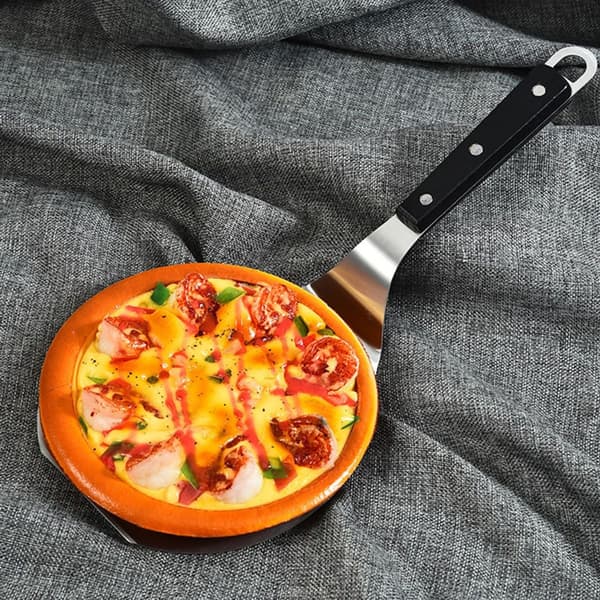 Relaxdays pizzaskuffe med trehåndtak, rund, hengende, spade BxD: KLB