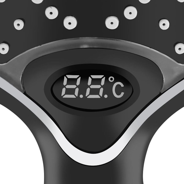 3-färgad LED handhållen badrumsdusch med digital temperaturdisplay KLB