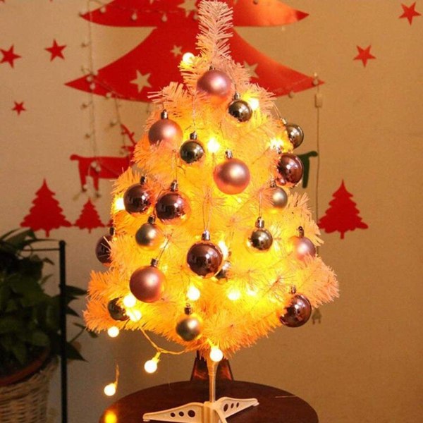Uonlytech Rosa juletre med LED-belysning og kuler. Liten juletre KLB