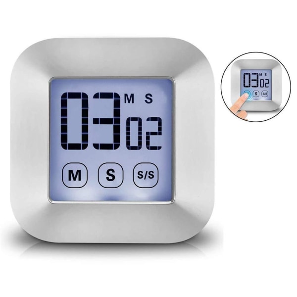 Betterlifefg - Kök Timer, Magnetisk Digital Kök Timer med LED-display (Silver)