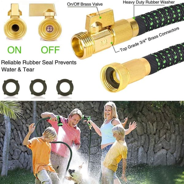 Oppgradert 25ft 3/4\" Solid Brass Ekspanderbar Hageslange