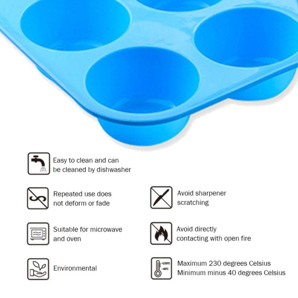 Silikone Muffinform Non-Stick 12 Kop Muffinform Jumbo Muffin Blå