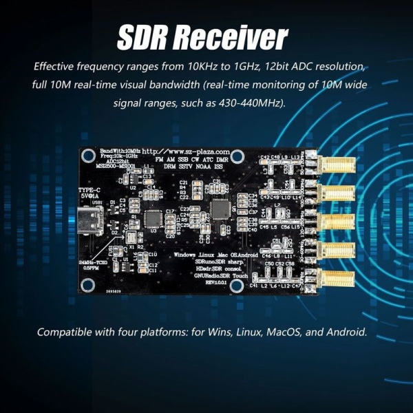 RSP1 Msi2500 Msi001 Yksinkertaistettu SDR-vastaanotin 10kHz-1GHz Amatööriradiovastaanotto