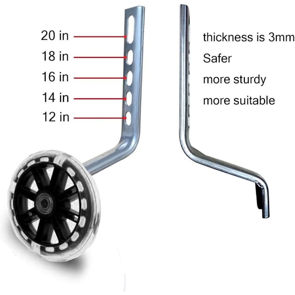 Universal støttehjul, hjelpehjul for barn, støttehjul for barnesykler