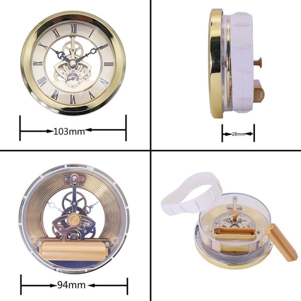 Klar metallklocka växel väggklocka DIY klocktillbehör 103mm guld klar