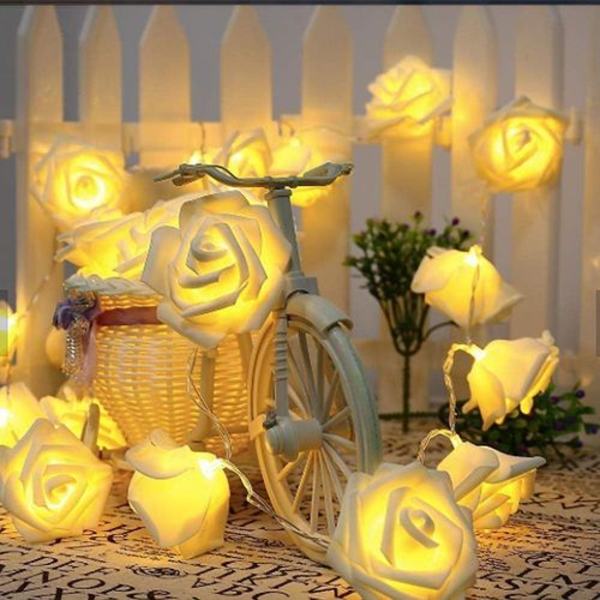 LED Roselykke, LED Lyserød Kunstig Rose Ring Feelyg, Varmt Hvidt