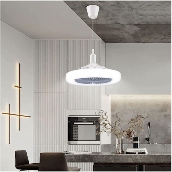 Ceiling Fan with Light, E27 30W Small Quiet Ceiling Fan, Dimmable LED Ceiling Light for Bedroom Kitchen Office KLB