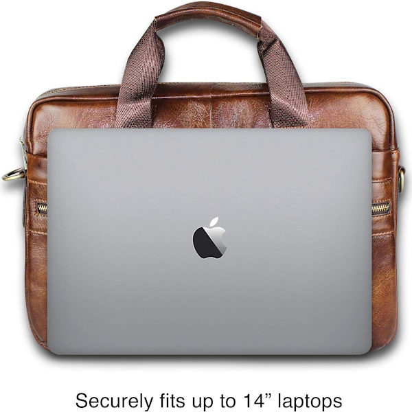 Herr läderportfölj - brun laptopväska
