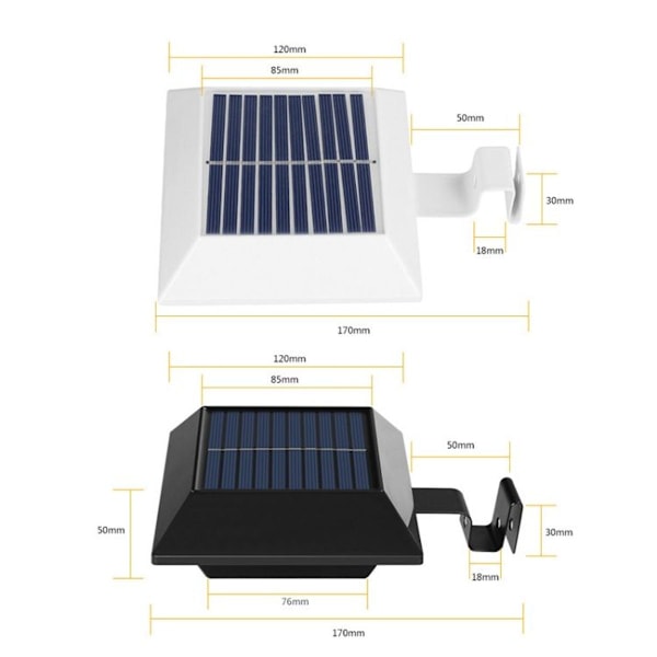 12 LED solcellsdriven utomhusbelysning med fyrkantig räcke, trappbelysning, sänka