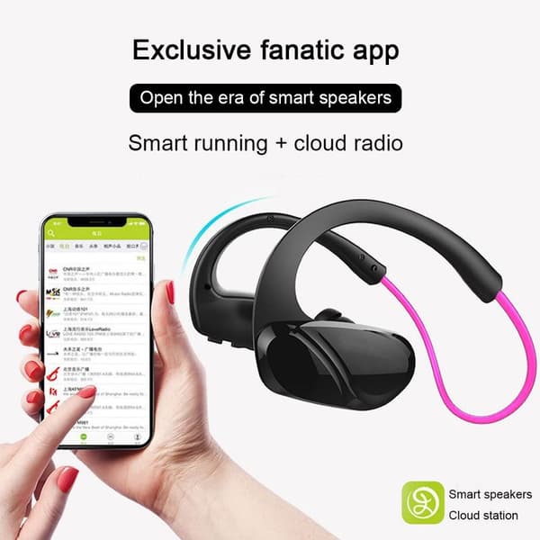 Bluetooth-hodetelefoner Svettebestandige Bluetooth Rosa