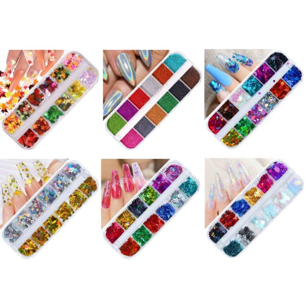 2 st Nail Art Butterfly Laser Symphony Paljetter-16th
