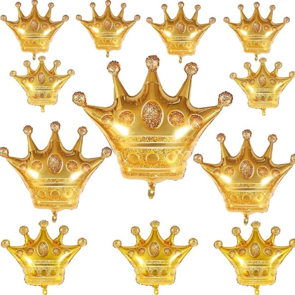 12 kpl Alumiinifolio Helium Gold Crown -ilmapalloja