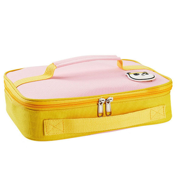 Børns Frokostboks Taske Flad Bento Taske Bærbar Take Away Pink