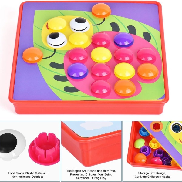 Mosaikk-plug-in-spill for barn, plug-in-mosaikk med 45 plug-in perler og 12 fargerike spor KLB