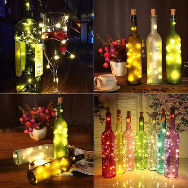 12 x 20 LED-flaskkork med batteri, bröllopsdekoration, 2M flasklampa