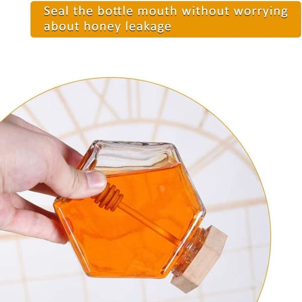 Hexagonal Honningkrukke med Ske Varmeresistent Glas 380ml