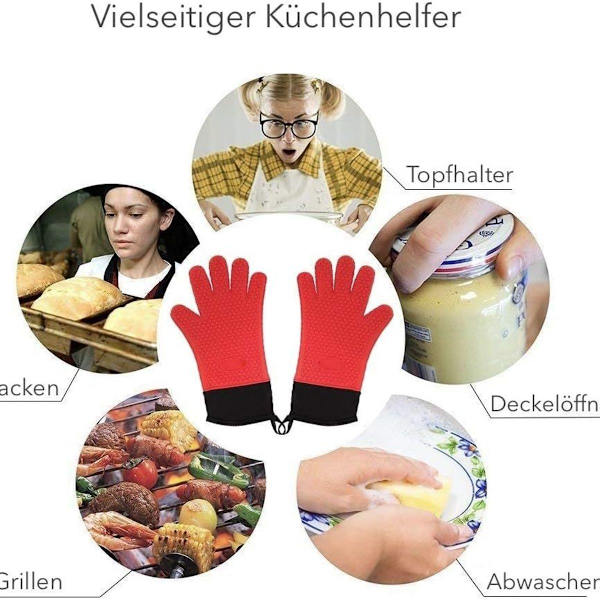 AVANA Silikon Ovnshansker Varmebestandige Grillhansker Anti-Skli KLB