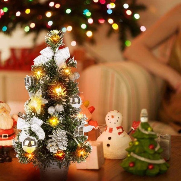 CHOSMO Mini Juletræ Oplyst 40CM kunstig med belysning lille KLB