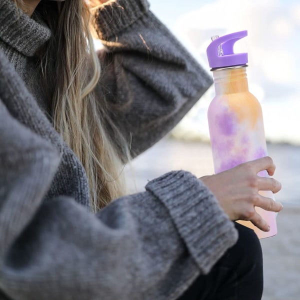 750 ml enkelväggig rostfritt stål mugg med sugrör för utomhusbruk