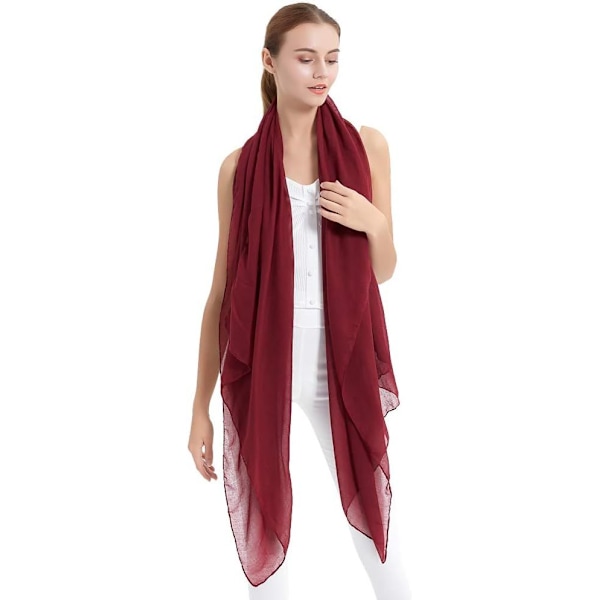 Röd bomullsscarf enfärgad stor dam sheersjal wraps för kvällsparty