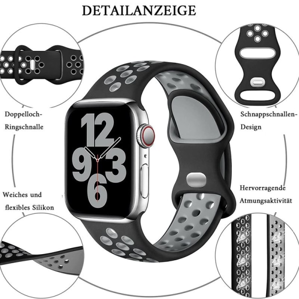 Urheiluranneke, joka on yhteensopiva Apple Watch -rannekkeen kanssa, hengittävä