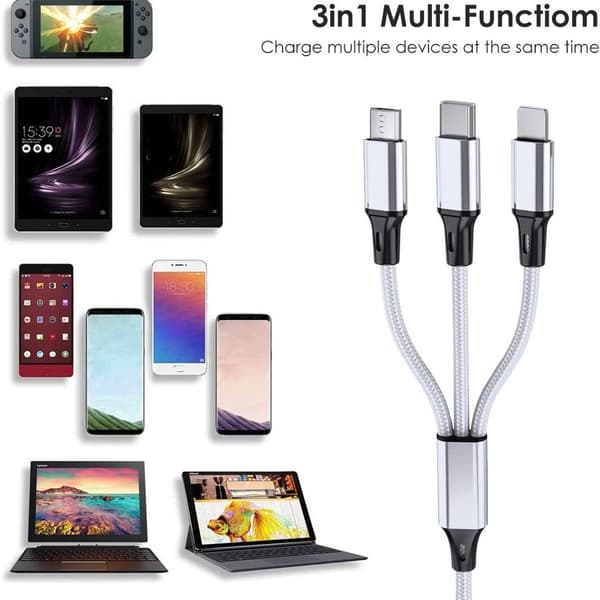 USB-kabel universell ladekabel hurtigladekabel 3 i 1 multiladekabel iP Micro KLB