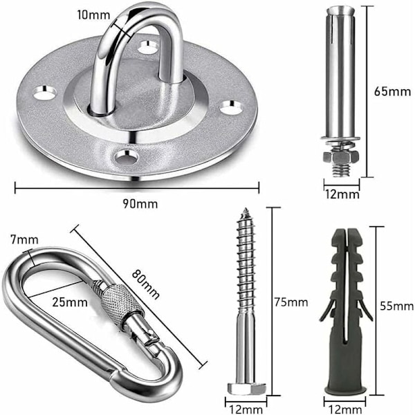 Rostfritt stål takkrok Takstöd 500KG Kapacitet 180°Rotation Upphängning KLB