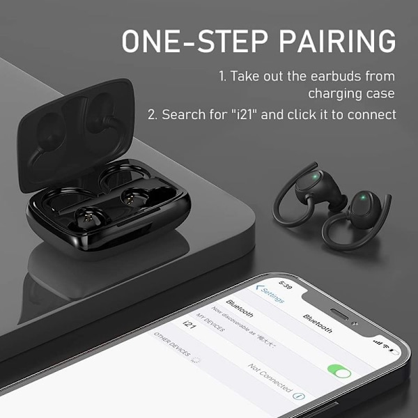 Bluetooth 5.1 -kuulokkeet urheiluun, langattomat nappikuulokkeet mustat