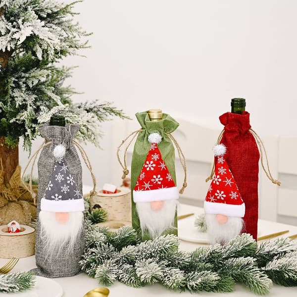 Juleflaskepose med julemotiv - 2 stk