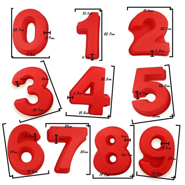 10 tuuman 9-osainen suuri numeromuotit leivontamuotit numero 7 KLB