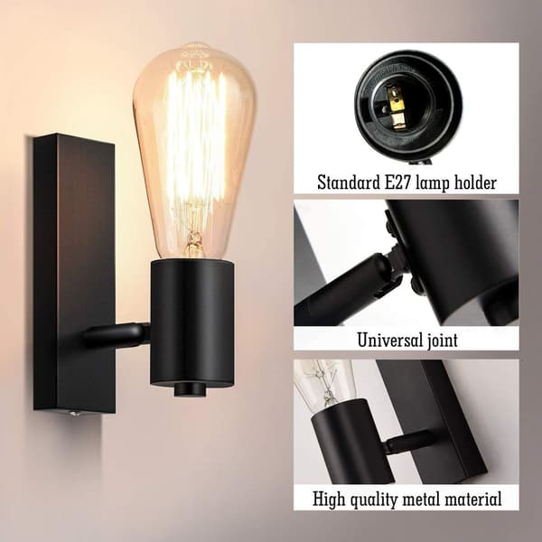 2-pack industriella vägglampor för inomhusbruk, retrodesign, väggspotlight