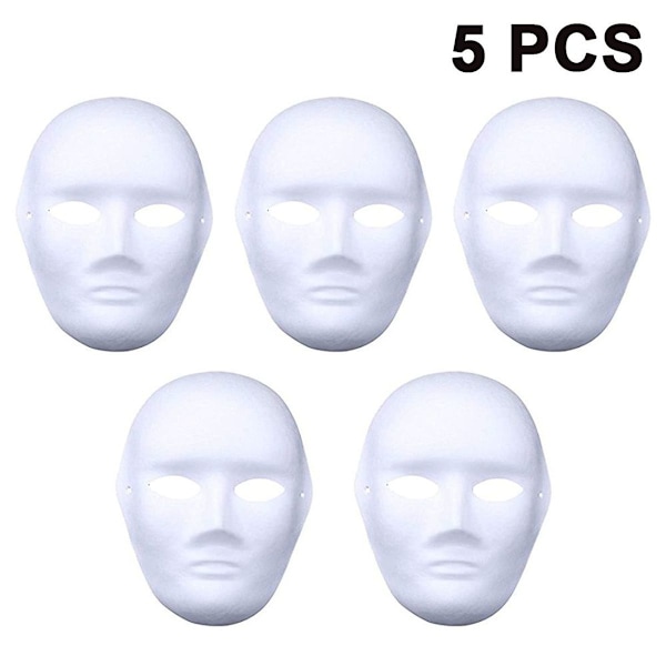 5 stk. DIY hvid maske til maling nem blank papirstil 1 KLB