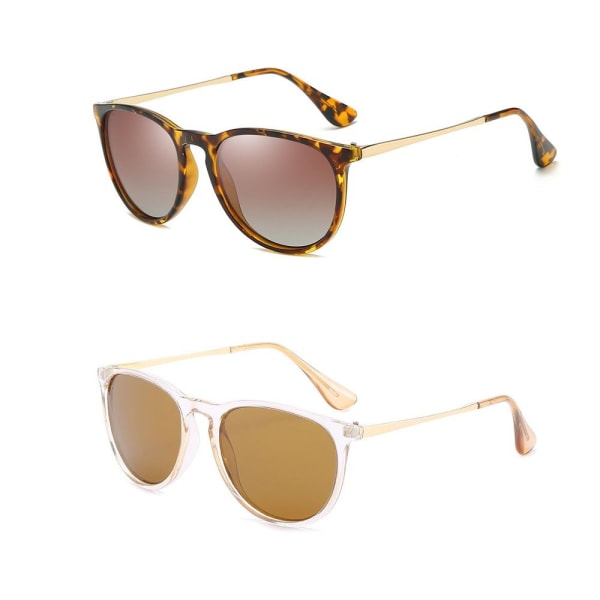 2-pack vintage runda solglasögon för kvinnor med tegradient sköldpaddsbåge och tygväska för kvinnor