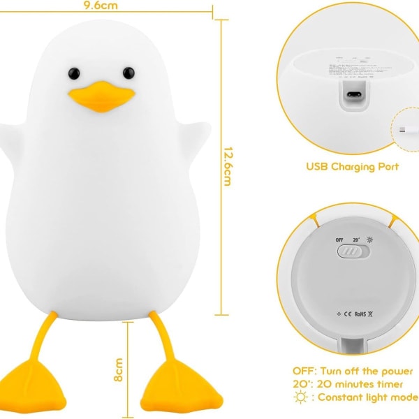 iKALULA LED natlampe, silikone and natlampe med timer, LED natlampe, KLB