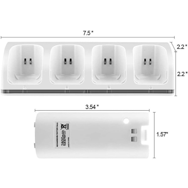 Fjernbetjening Oplader 4 i 1 Wii Oplader Station med Hvid KLB