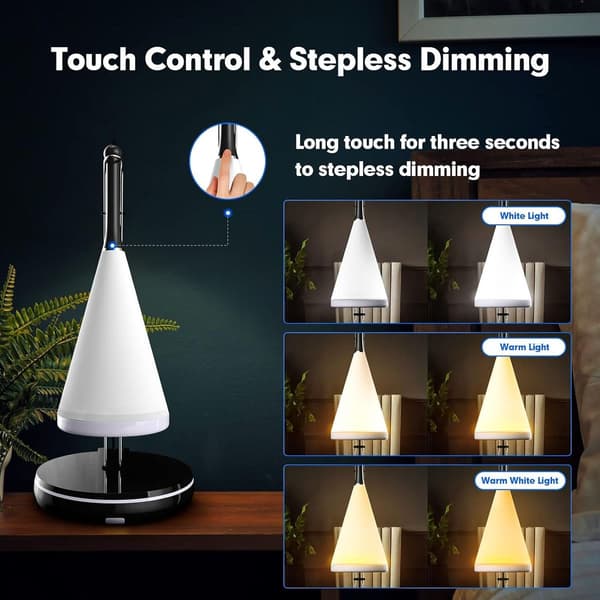Bordlampe med Bluetooth-høyttaler: LED-senglampe med trådløs lading KLB